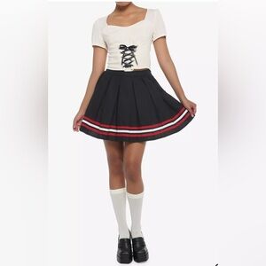 Hot Topic Social Collision NWT Varsity Striped Pleated School Skirt Size L Emo